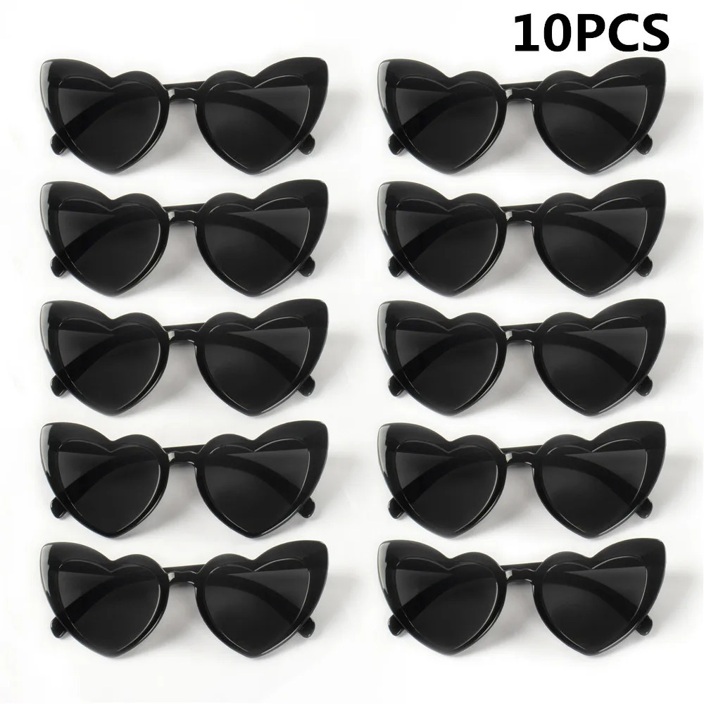 10PCS Cat Eye Glasses Heart-Shaped Plastic Frame Polycarbonate Decorative Vintage Included for Party Wedding Music Festival 250530
