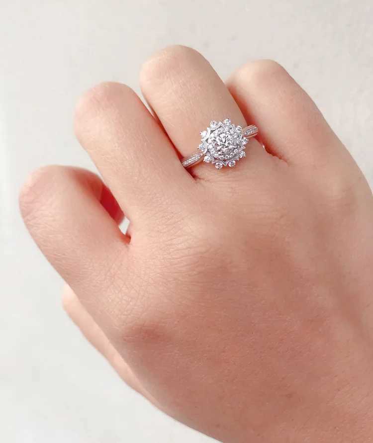 Natural 2 Carats Diamond Jewelry 925 Sterling Silver Color Rings for Women Wedding Rings Pure Gemstone Jewelry XJ250606