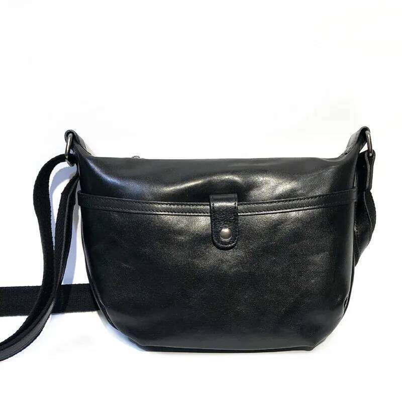 Handmade Vegetable Tanned Leather Crossbody For Women Quality Solid Color Shoulder Tote Purse Adjustable Strap Messenger Bag 2025/06/07