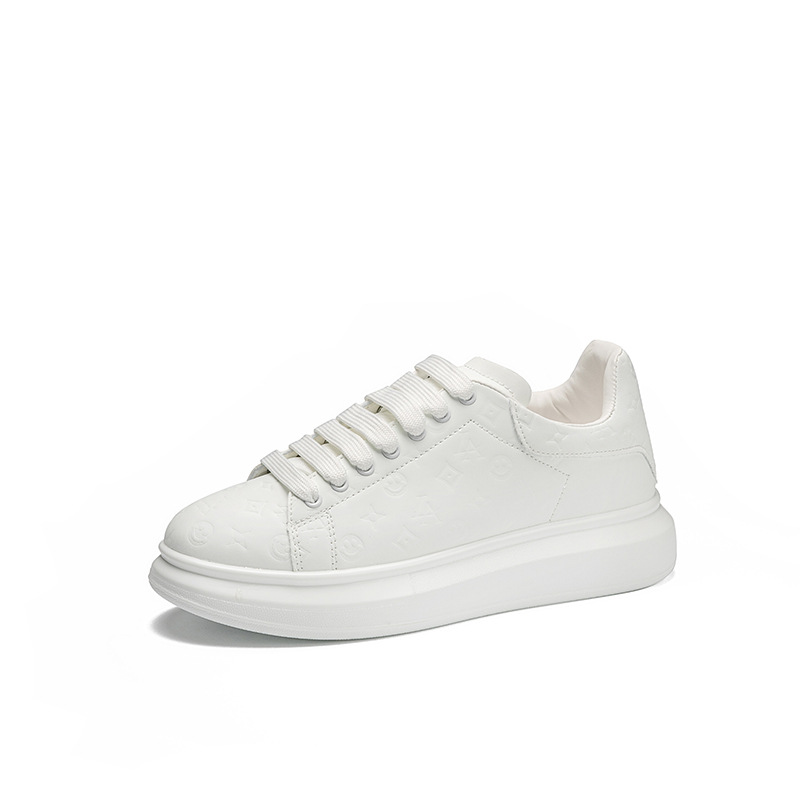 Print fashion couples small white shoes men's fashion shoes thick soles increase high and low upper plate shoes students light sports shoes
