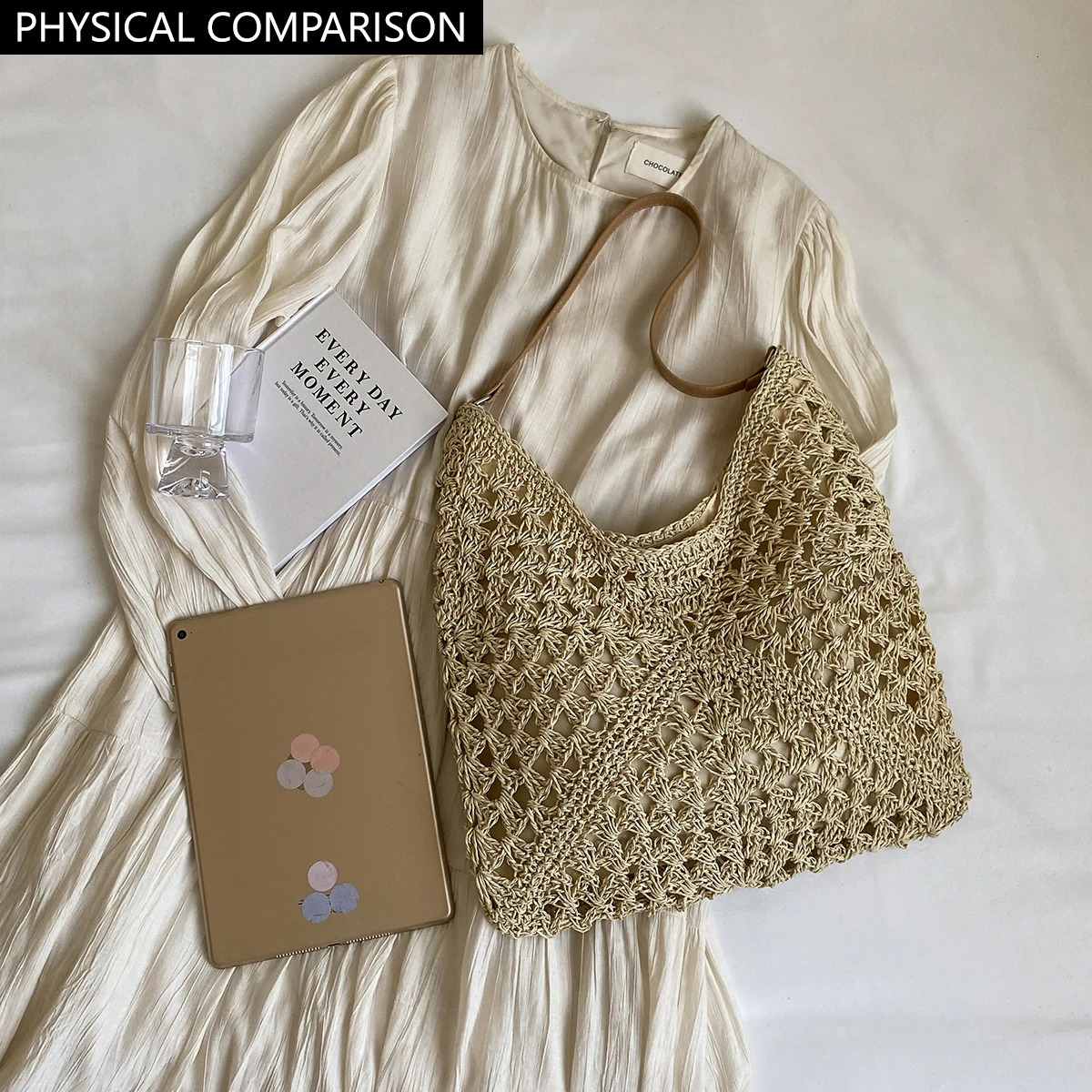 Bohemian Style Straw Bag Raffia Woven Seaside Shoulder Diagonal Handmade Female Summer Vacation Beach Bag 250605