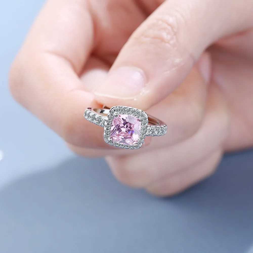 925 Sterling Silver Ring Fashion Pink Zircon High Quality For Women Rings Wedding Fine Jewelry Accessories Party GiftXJ250606
