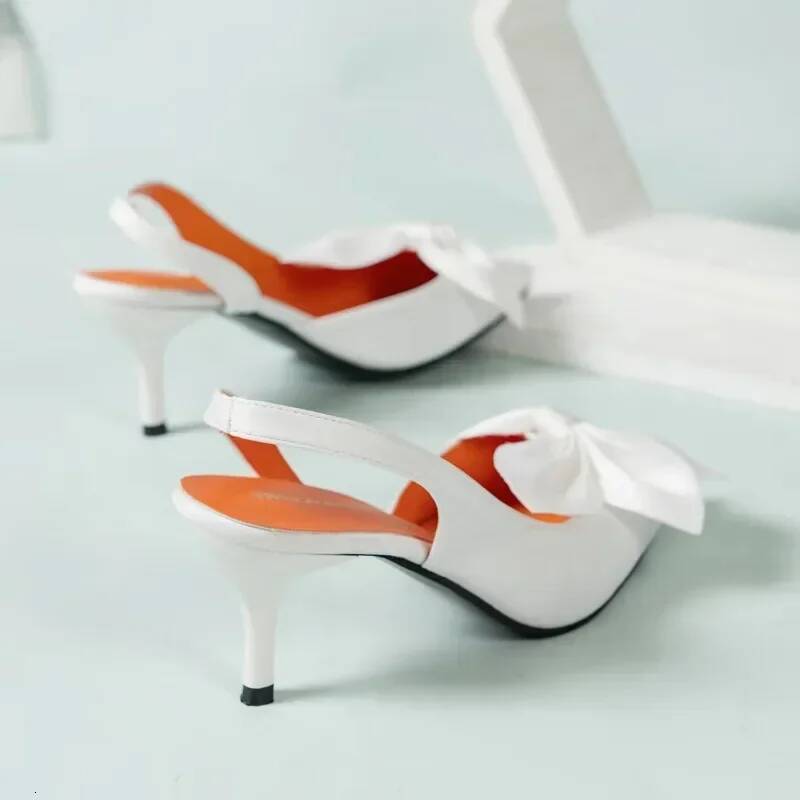 2025 High Quality Ladies Shoes Baotou Women's Sandals Fashion Butterfly-knot Office and Career New Plus Size Solid Heels Women