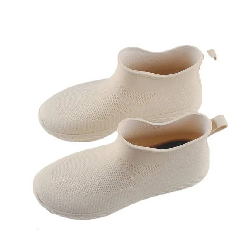 Ddmyoutdoor Women S Four Seasons Solid Color PVC Water Shoes Fashion Casual Flat Low Boots Daily Outside To Wear Rain Outdoor Shoes