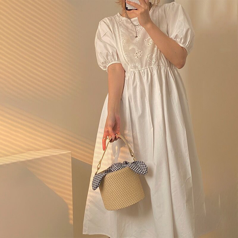 designer Bowknot Plaid Bucket Straw Bag for Women 2025 New Fashion Versatile Shoulder Crossbody Stylish Woven Handbag