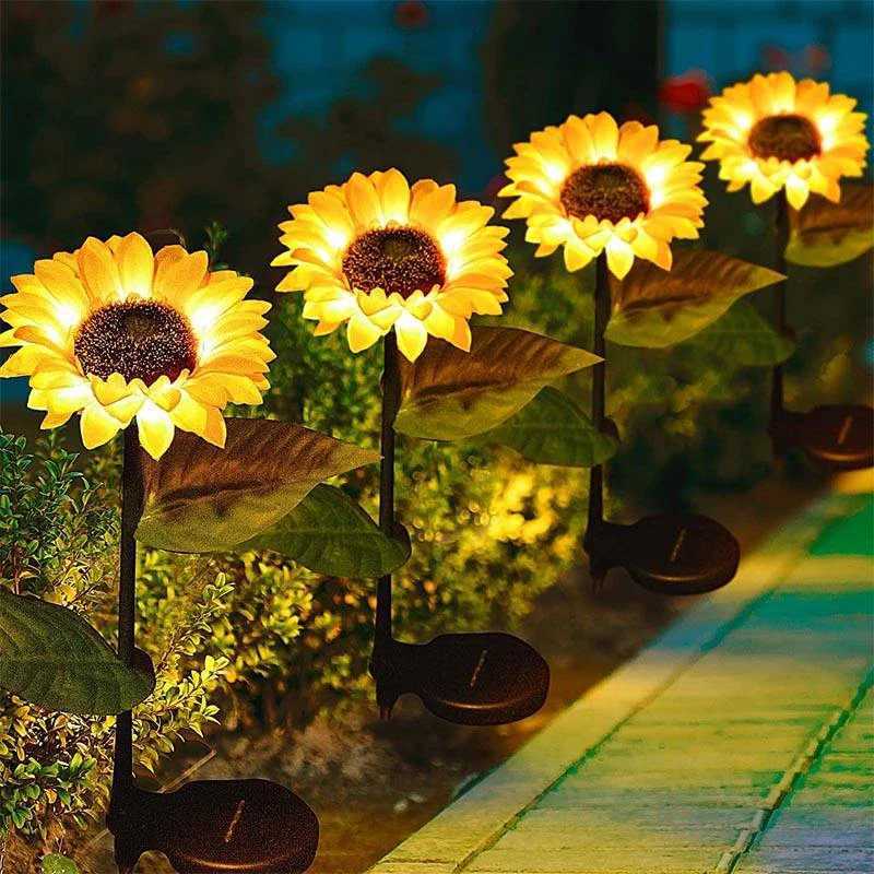 LED Solar Simulation Sunflower Lights Garden Yard Lawn Night Lights Landscape Lamp Home Decorative Flower LightsXJ250606