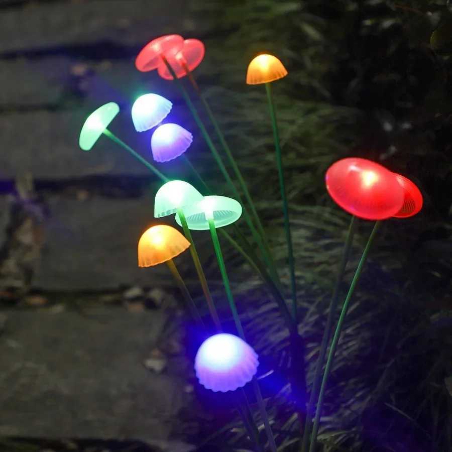2025 New Solar LED Jellyfish Mushroom Light Outdoor Waterproof Lawn Lamps Garden Decoration Patio Lights for Pathway Lighting W250607