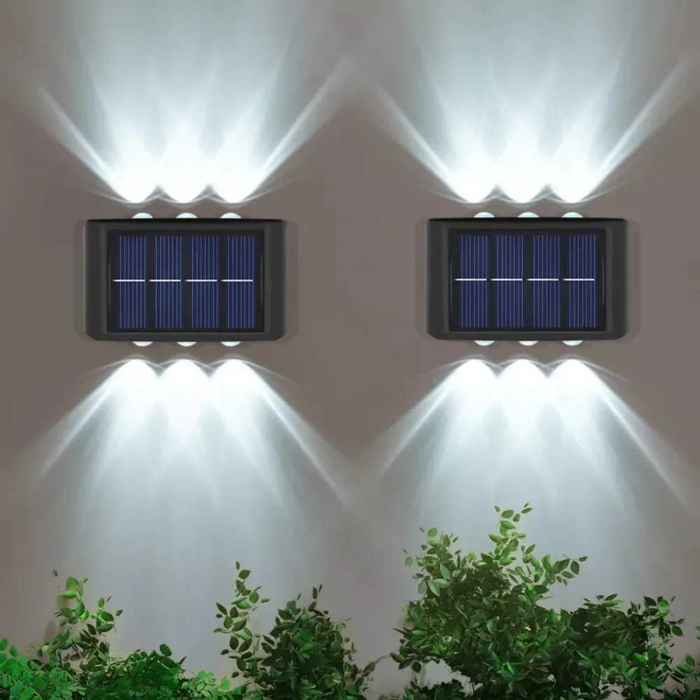6LED Solar Deck Light Garden Patio Stairs Fence Lamp Solar Wall Lamp Outdoor Waterproof Light Up and Down Luminous Lighting W250607