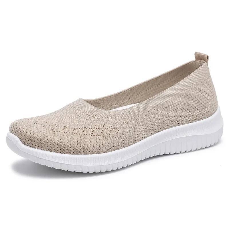 ddmyoutdoor High Quality Knitted Women S Vulcanize Breathable Sneakers Flat Heel Slip On Ladies Casual Shoes Outdoor Outdoor Shoes