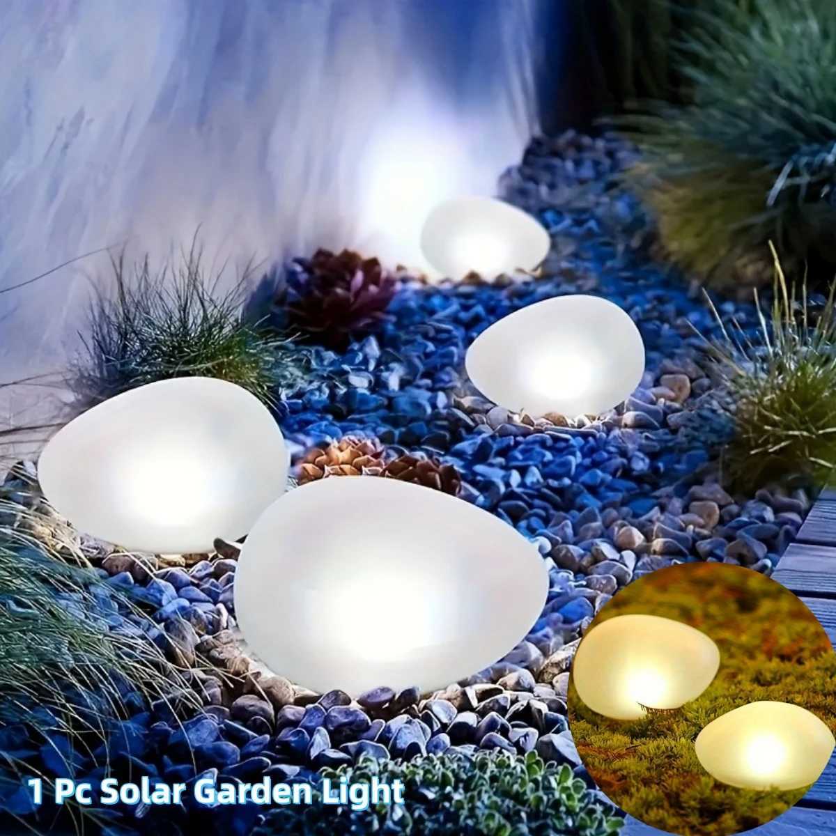 1 PC White Frosted Glass Solar Ground Lamp Outdoor Waterproof Solar Pebble Light Wireless Decorative Garden Lawn Lamp XJ250606