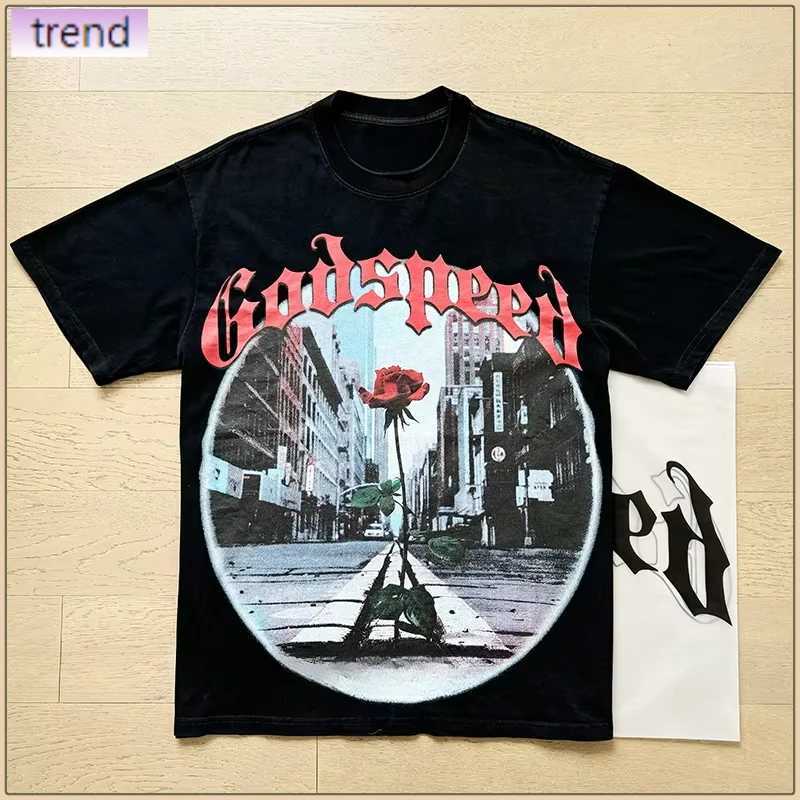 2025 Summer vintage Rose pattern God Spd Short sleeve top T-shirt unisex casual trend God Spd T-shirt clothing real photos X2506071