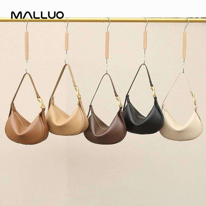 Women's Cowhide Crossbody Bag Ladies Fashion Hobos Soft Cow Split Leather Shoulder Bags Female Casual Half Moon Purse Handbags