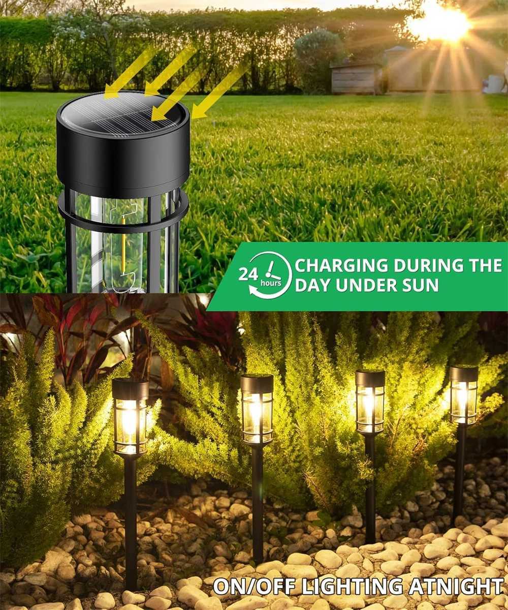 2PCS Solar Pathway Lights Waterproof Upgraded Walkway Landscape Outdoor Driveway Lights for Yard Lawn Patio Garden Decor XJ250606