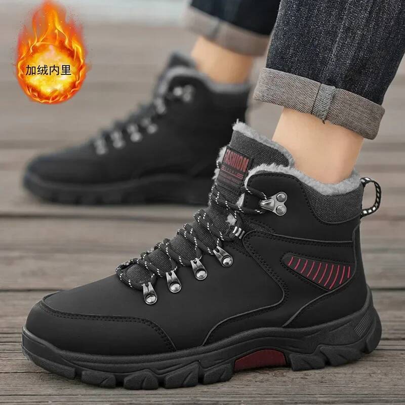 Ddmyoutdoor Winter Warm Plush Comfort Anti Slip Snow New Size Outdoor Hiking Platform Short Boots Men Shoes Outdoor Shoes