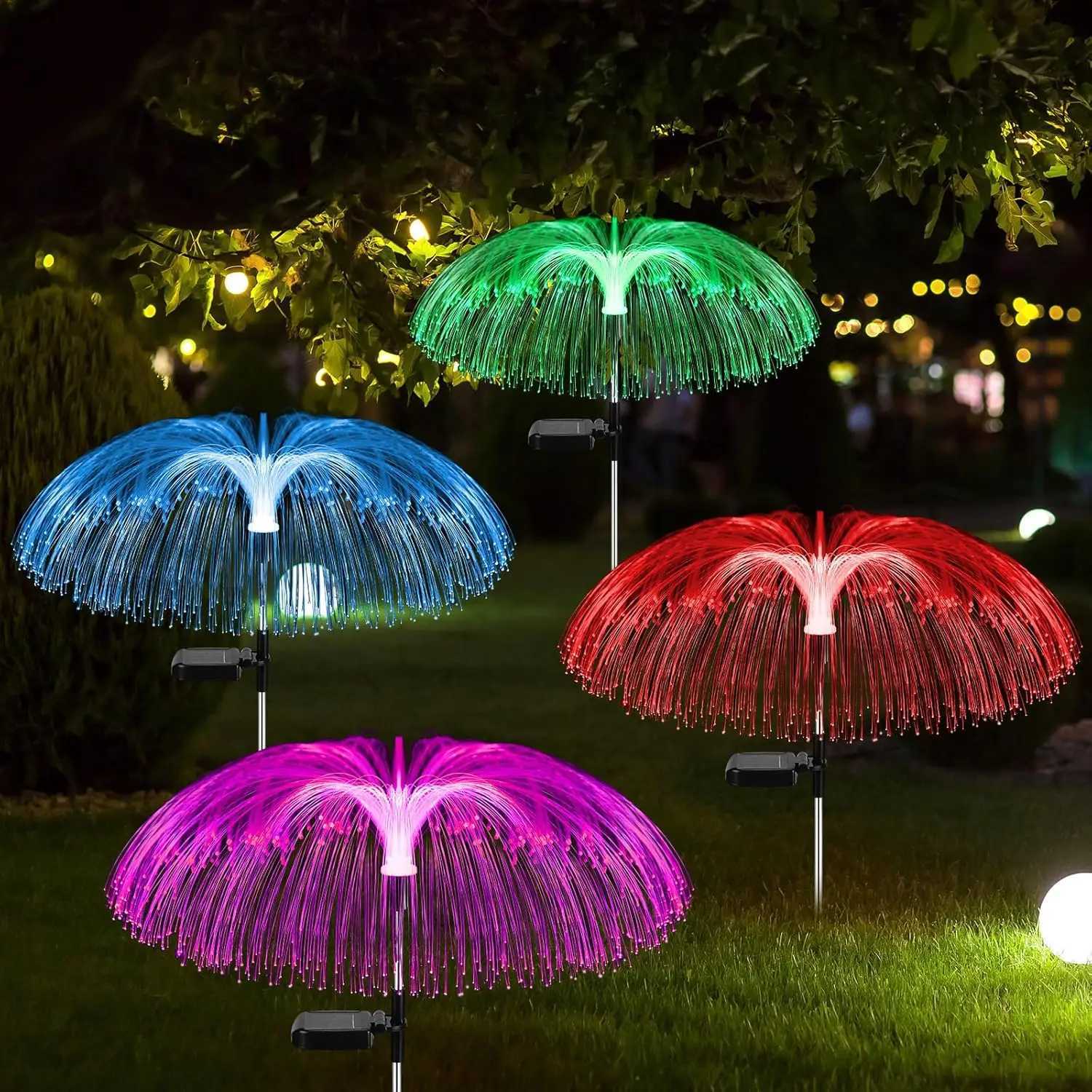 Solar Outdoor Lights for Garden Waterproof Jellyfish 7 Color Changing Lawn Solar Lights Flower Yard Light Decorative for Pathway W250607
