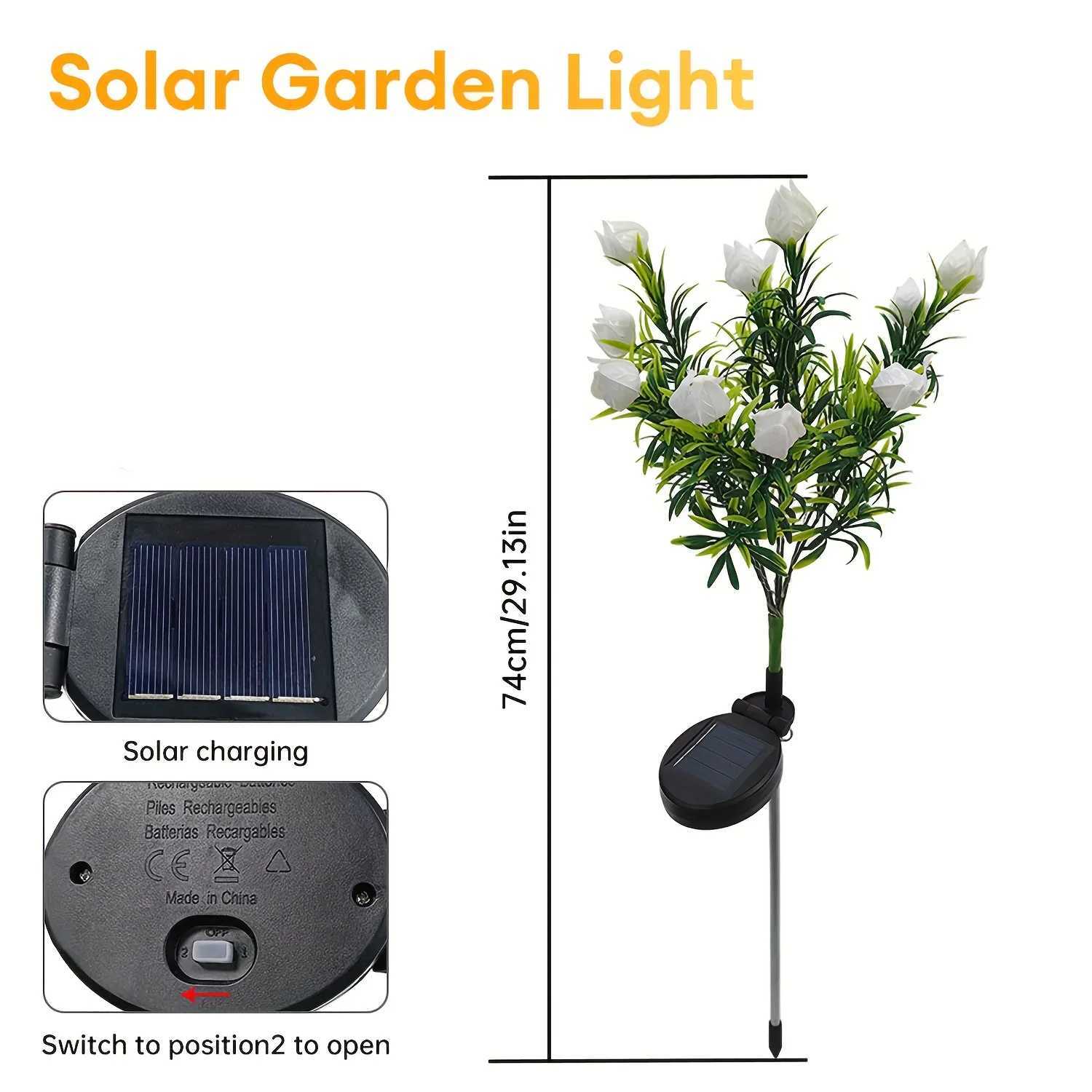 1/2/3/4pc 11-Flower Solar LED Gardenia Lights Outdoor Garden Decor Automatic Light Sensor for Patio Lawn Yard Solar Garden LightXJ250606