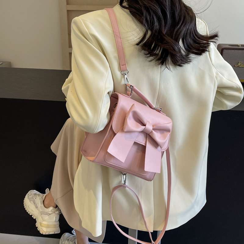 designer Unique Design Bowknot Backpack for Women 2025 New Fashionable Simple Handbag Shoulder Crossbody Double Shoulder Backpack