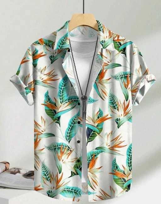 Aloha Botanical shirt - Mens Breathable short sleeve Button-Up Featuring Lush Tropical Foliage Flower Patterns W250607