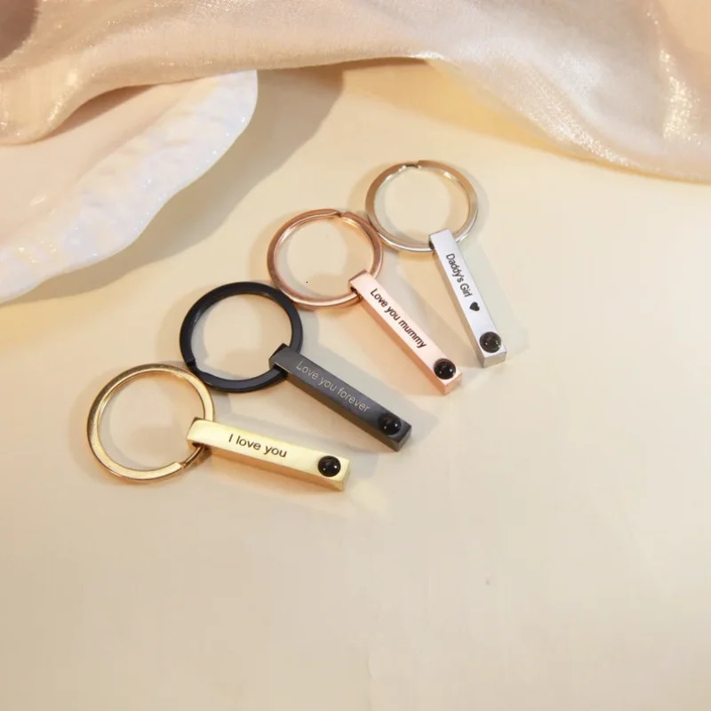 Stainless Projection Po Keychain Custom Name Keychain for Him Personalized Text Keychain with Image Inside Gift for Mom 250530