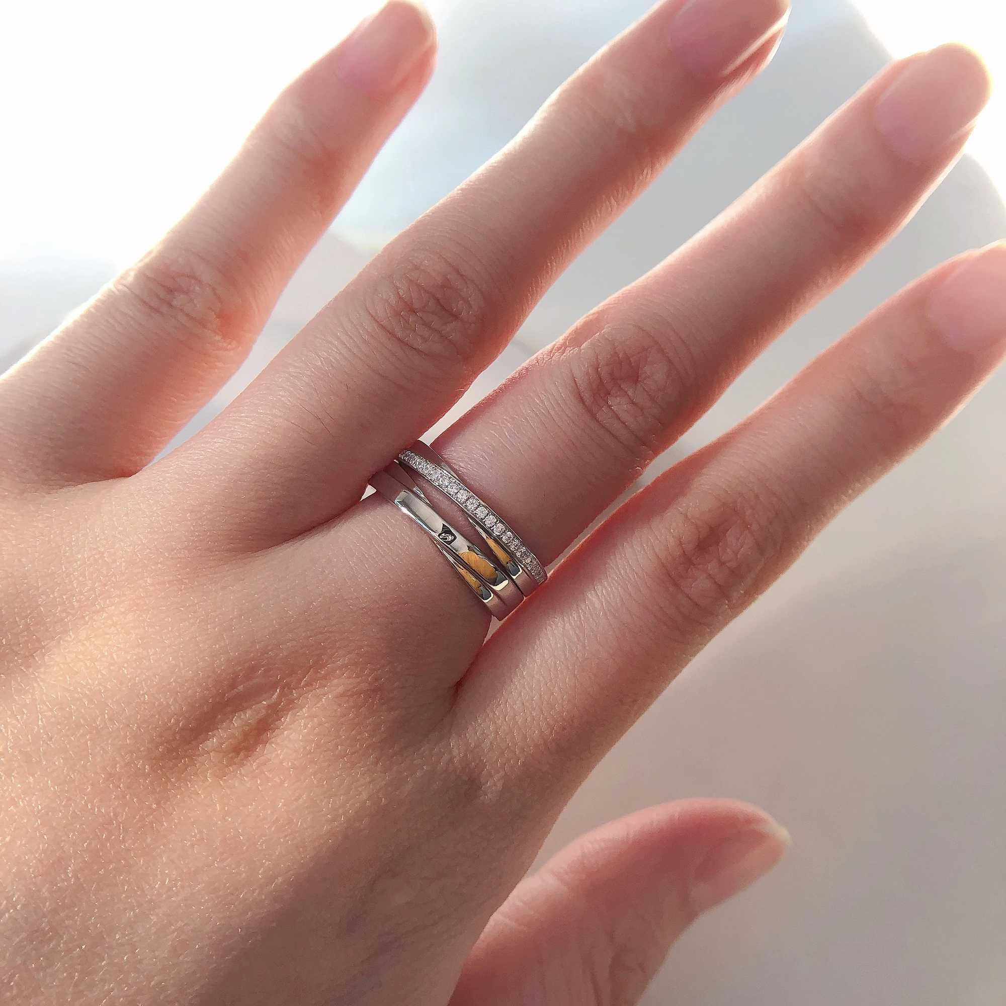 Genuine Solid White Gold 18K Couple Rings Engagement Rings For Lovers Wedding Anniversary Day Jewelry Gift Beautiful Box W250606