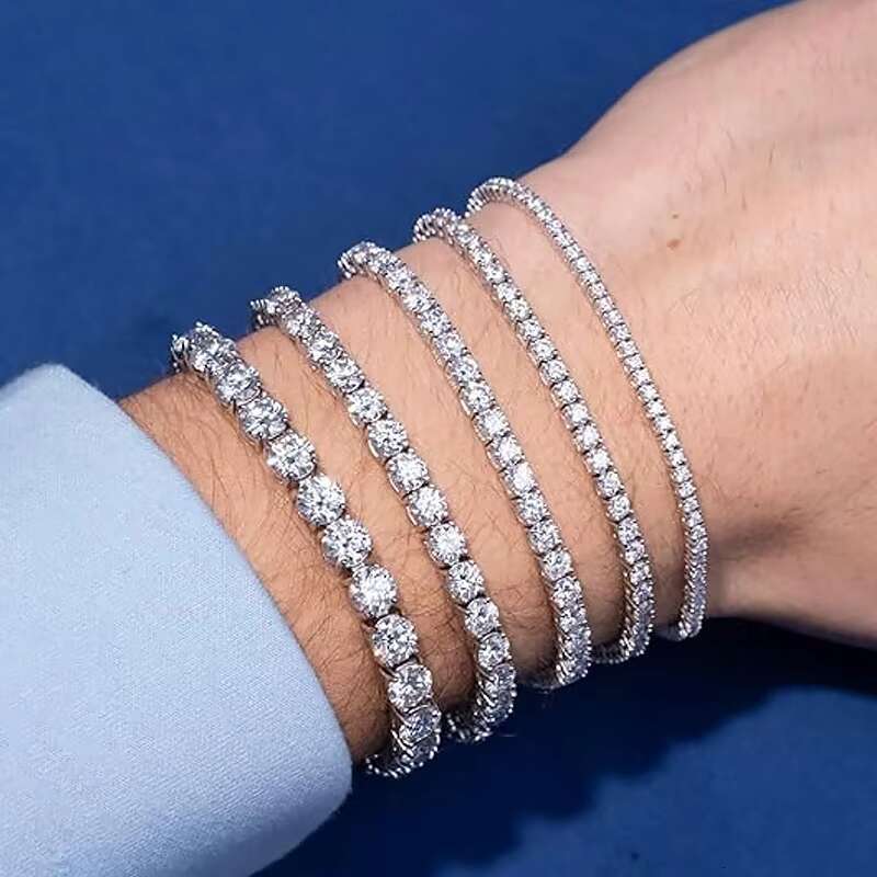 RINNTIN SMB Hot Selling 2/3/4/5mm Vvs GRA Certified Moissanite Diamond 925 Sterling Silver Tennis Bracelet Unisex Jewelry