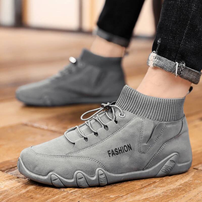 Ddmyoutdoor New Autumn Ankle Boots Casual High Top Socks Shoes Comfortable Flat Bottom Loafers Male Sneakers Shose For Men Outdoor Shoes
