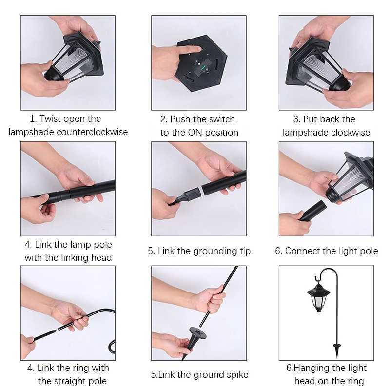 Retro Solar Lights Outdoor Hexagonal LED Wall Lamp IP65 Waterproof Lawn Lights Landscape Lighting for Courtyard Garden DecorXJ250606