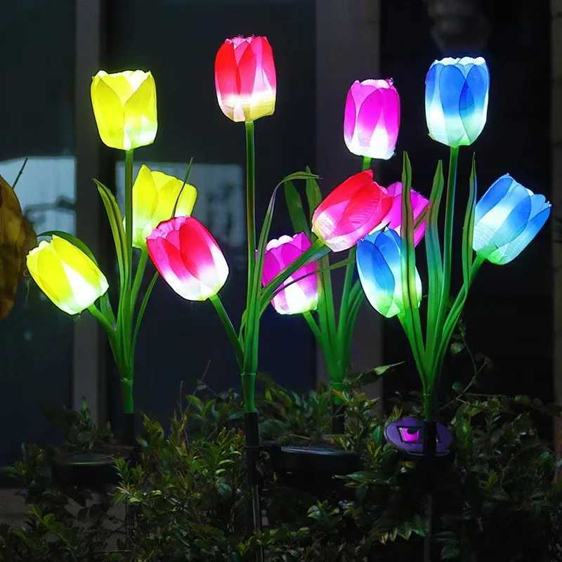 2025 Solar Powered Tulip Shaped Yard Decoration Lamp Unique Outdoor Landscape Lighting For Garden Pathway Lawn Stake Lights W250607