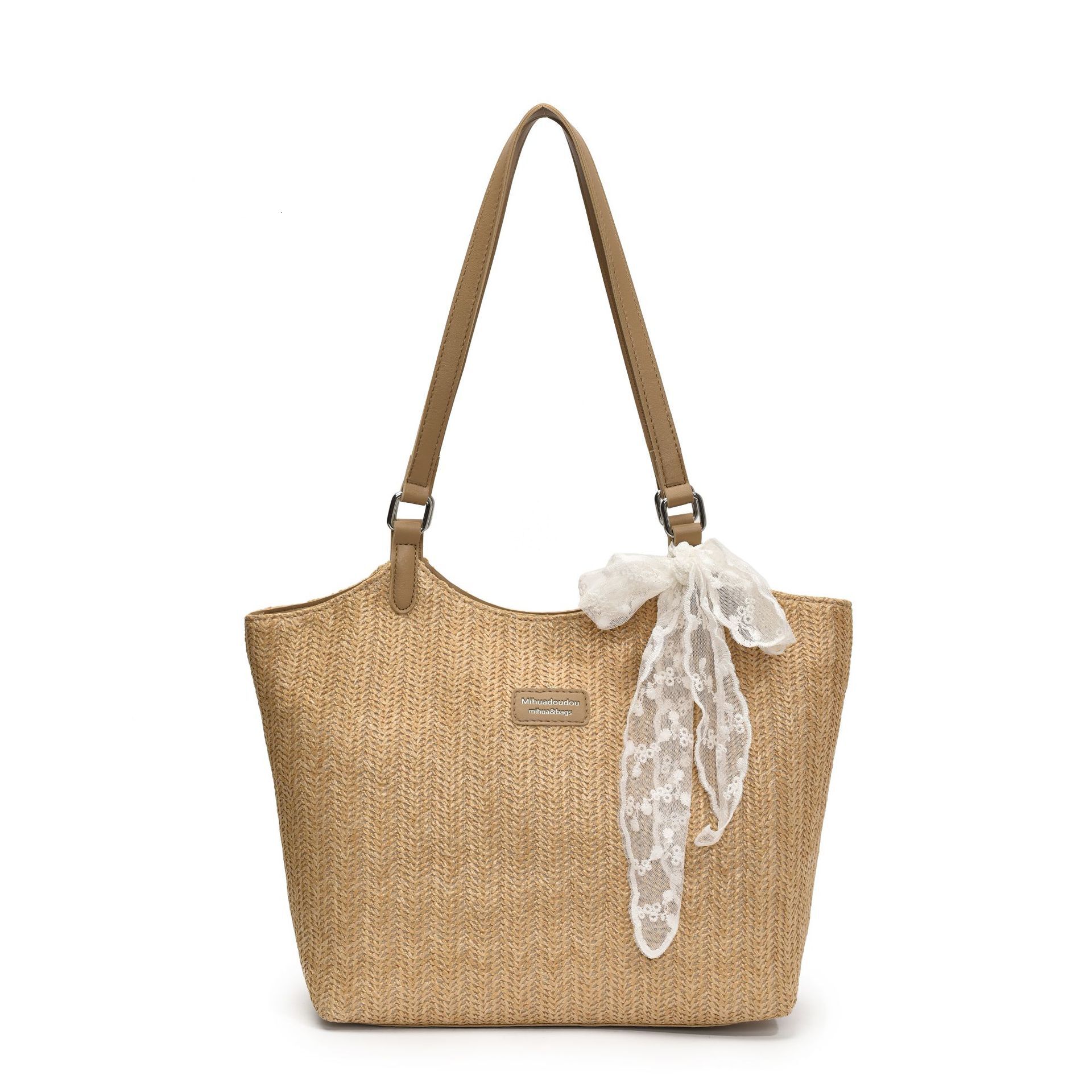 designer Woven Straw Bag for Women, Large Capacity 2025 New Summer Versatile Shoulder Bag, Textured Tote Bag for Class and Commute