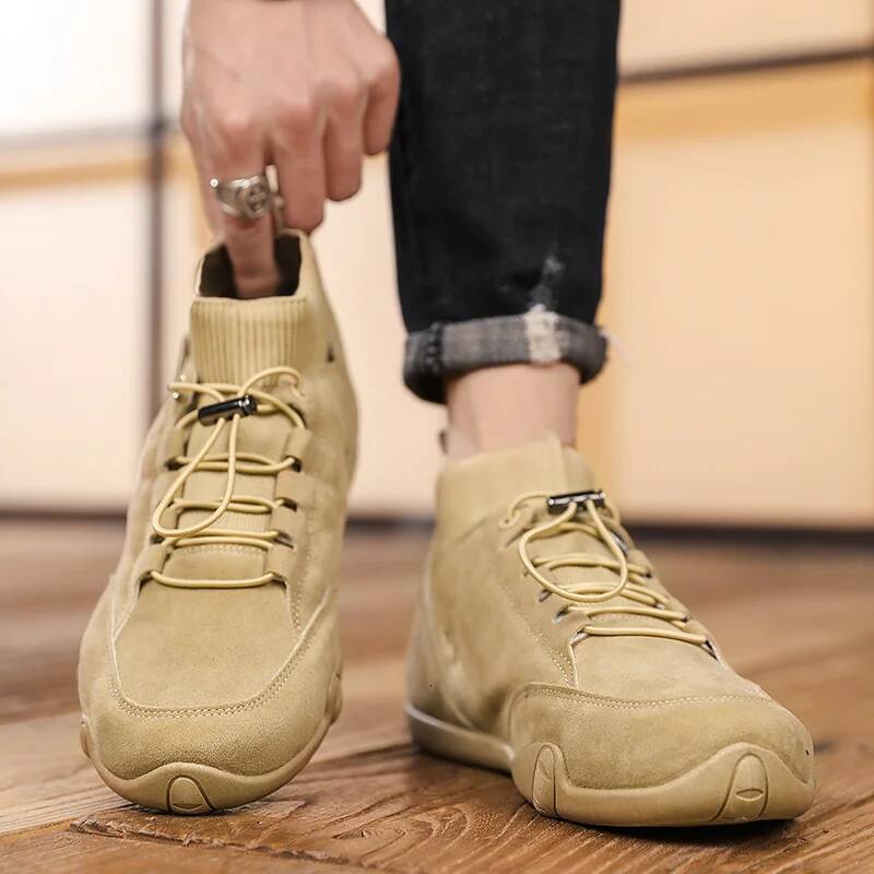 Ddmyoutdoor New Autumn Ankle Boots Casual High Top Socks Shoes Comfortable Flat Bottom Loafers Male Sneakers Shose For Men Outdoor Shoes