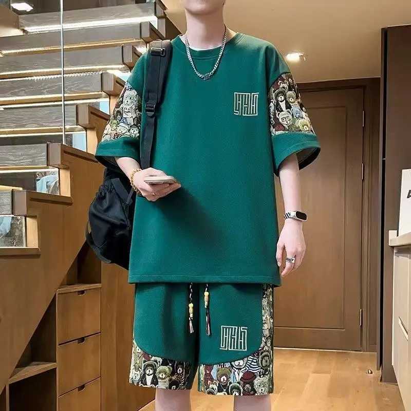 T-shirts + shorts 2025 summer fashion Sportswear shirts Mens Casual Sets Male Fashion shirts and shorts full size M-5XL W250609