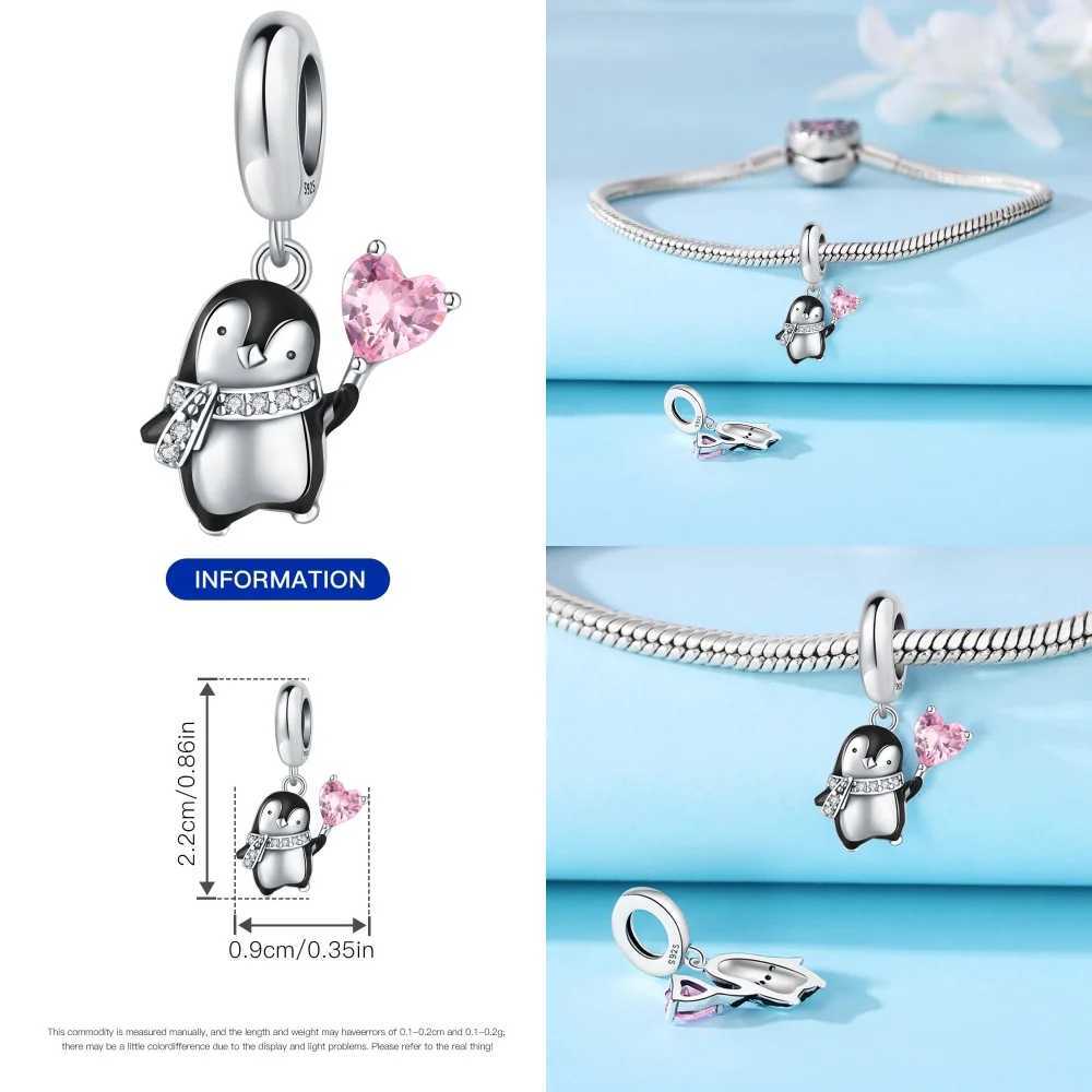 Cute Panda Penguin Charm 925 Sterling Silver Fun Bamboo Pandas Charms Bead Pendant For Women DIY Bracelets Fine Jewelry Gifts XJ250607