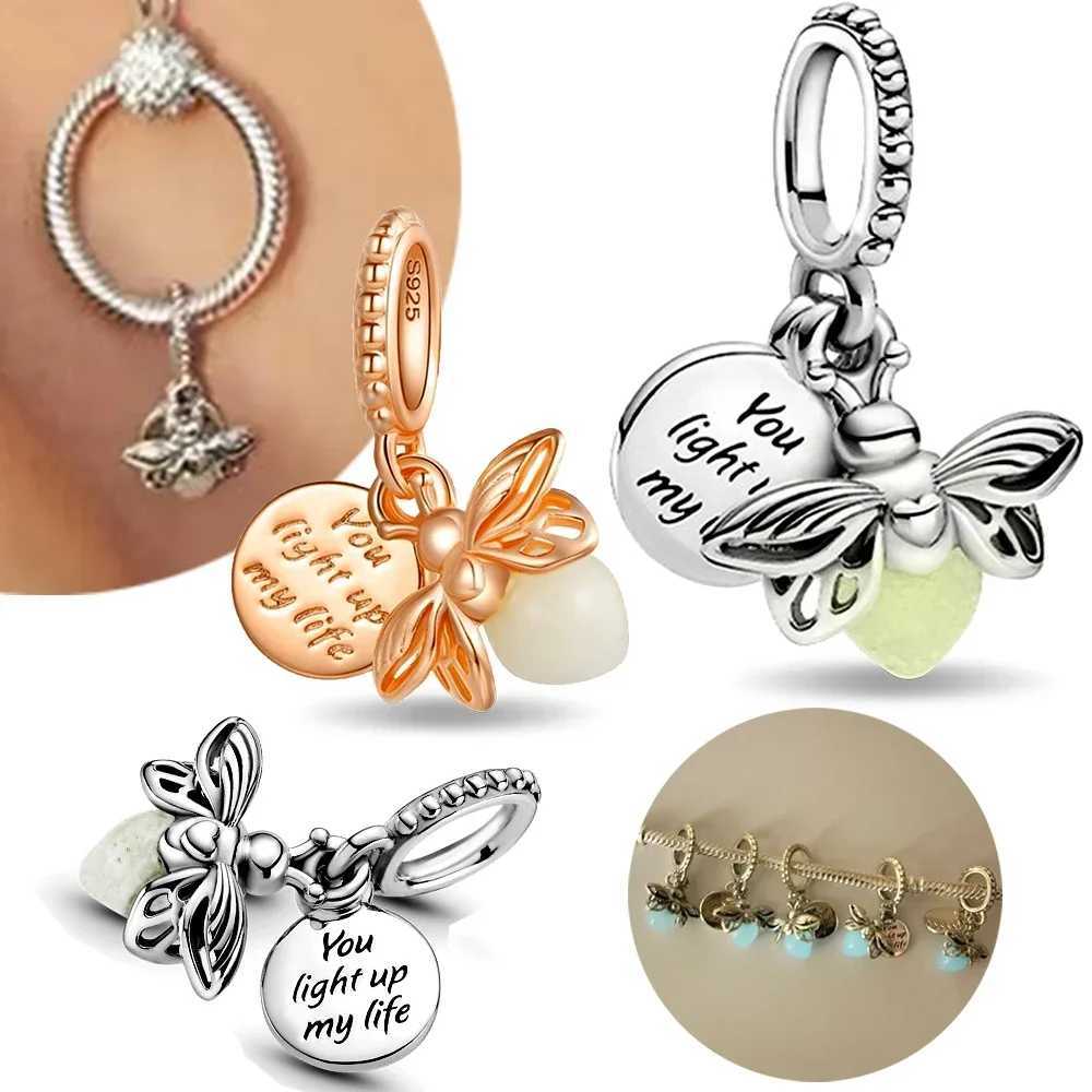 Charms Silver 925 Original Shiny Luminous Firefly Pendant Fit Womens Bracelet Necklace Diy Bead Making Jewelry GiftXJ250607