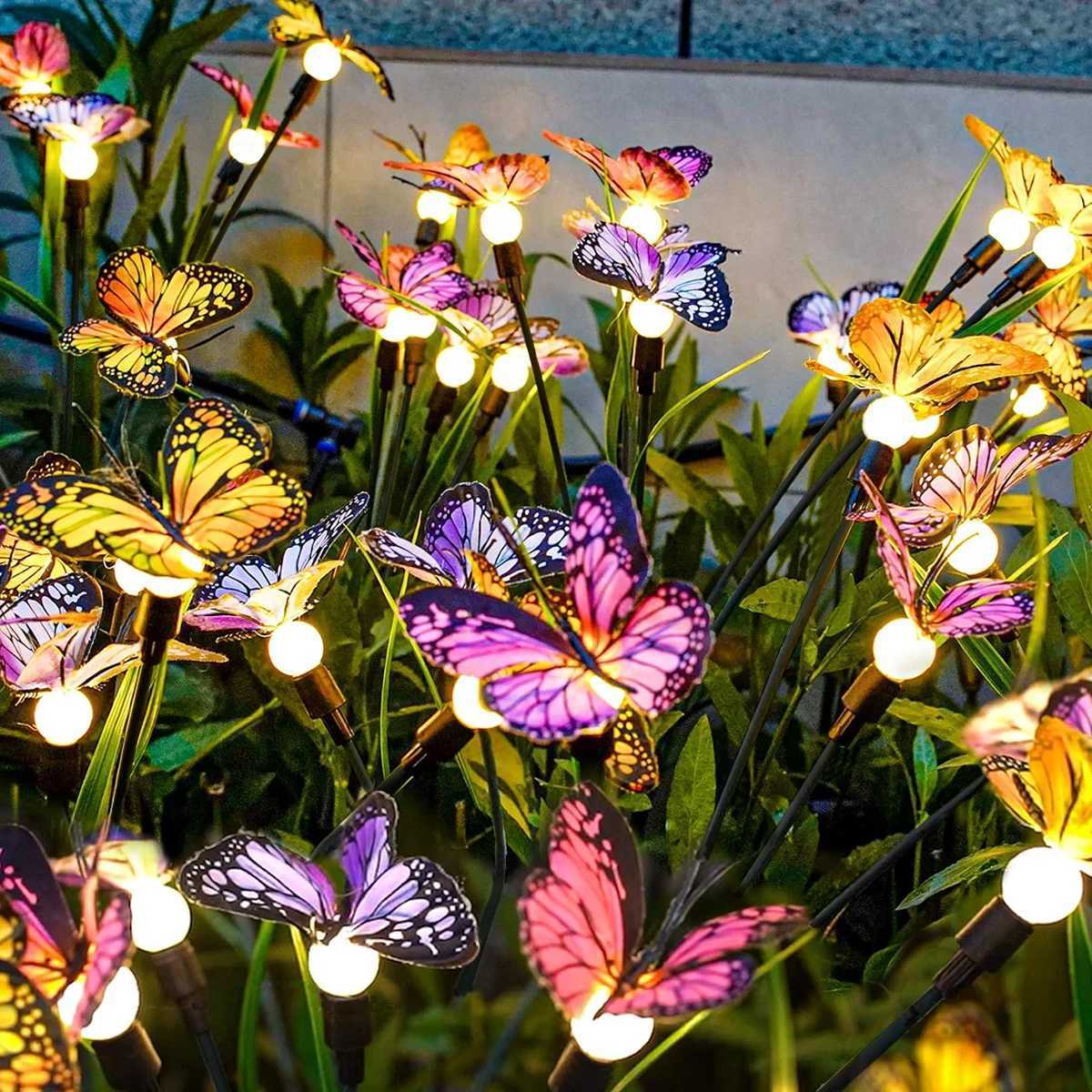 Solar Butterfly Firefly Light Outdoor Waterproof Lawn Light Suitable for Lawn Garden Passage Villa Courtyard Decoration XJ250606