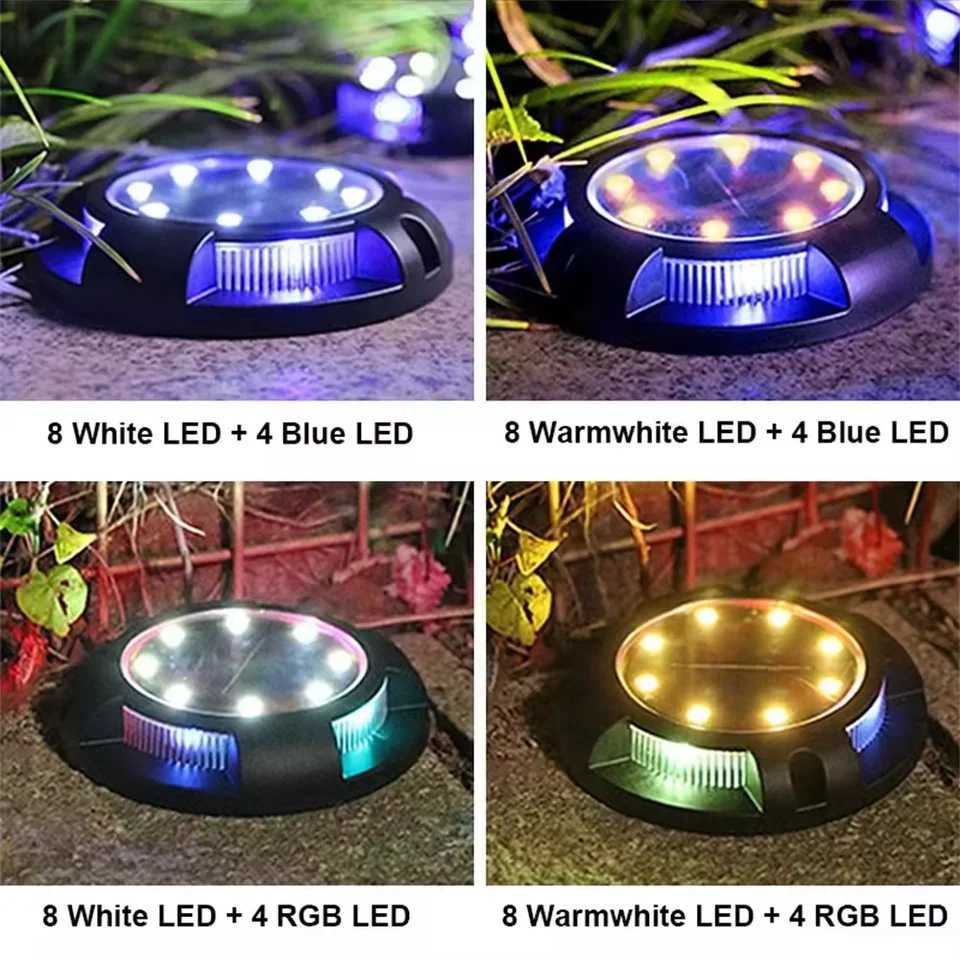 Solar Lights Outdoor With 12 LEDs Bright Multi-Color Solar Ground Lights For Pathway Garden Yard Lawn Walkway Decorations W250607