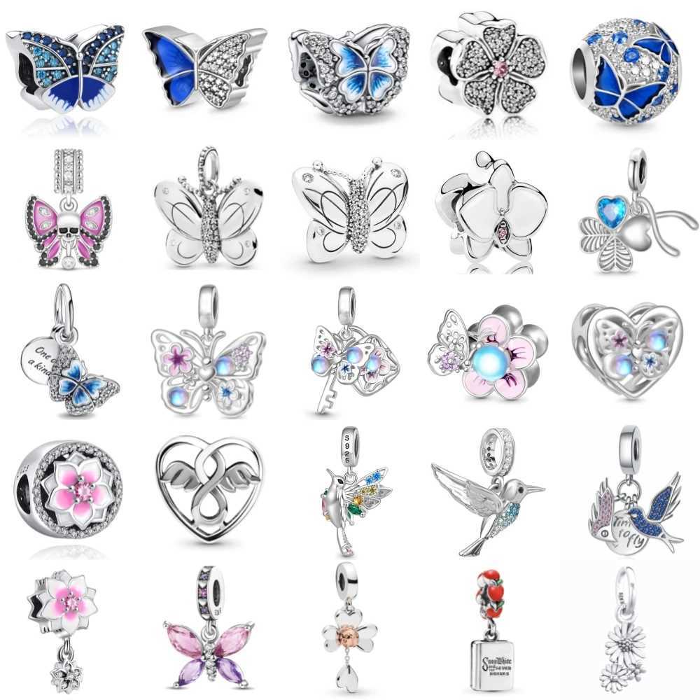 New 925 Sterling Silver Butterfly Birdie Charm of ley 925 Chain Beaded Fit Original Bracelet DIY Ladies Jewelry Accessories XJ250607