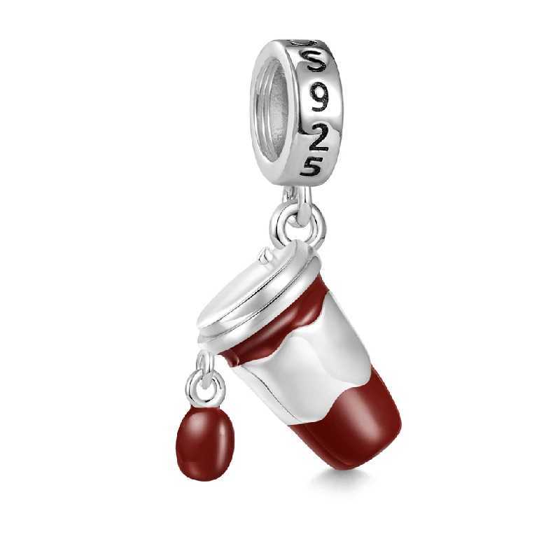 New S925 silver backpack coffee cup cream charm pendant is suitable for original bracelets necklaces DIY jewelry accessories XJ250607