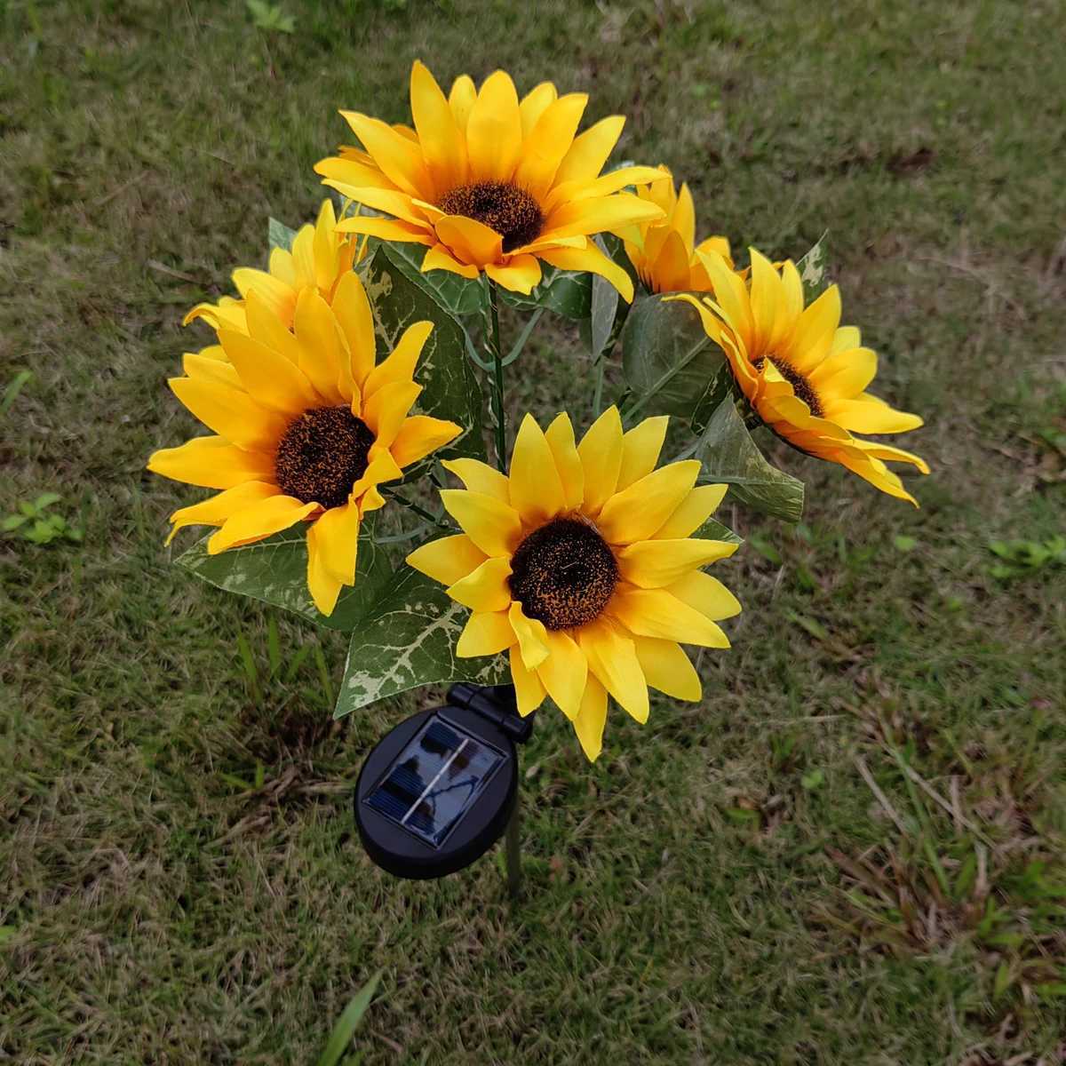 7 Heads LED Solar Simulation Sunflower Light Garden Yard Lawn Night Lights Landscape Lamp Home Christmas Decoration Flower Light XJ250606