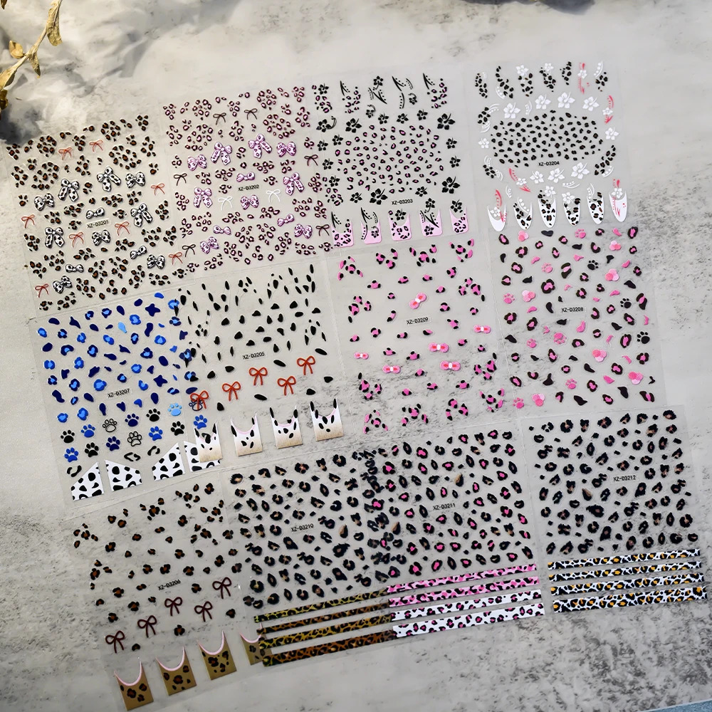 1pcs Colorful Sexy Leopard Print Bowknot Nail Stickers French Simple Pattern Decal DIY Manicure Decor Tips Accessories 250605