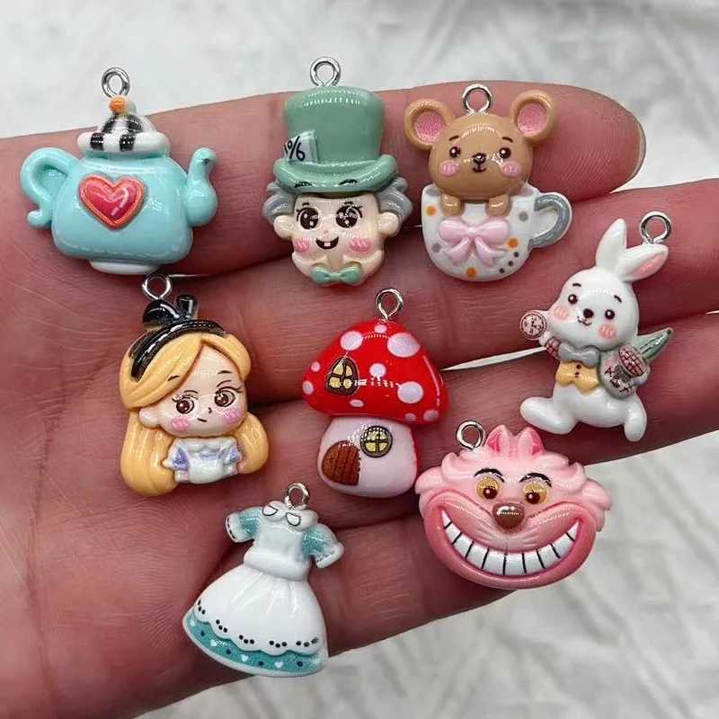 10Pcs Cartoon Animal Resin Charms Kaii DIY Decor Accessories Earring Keychain Necklace Trinket Pendant Jewelry Findings charms XJ250607