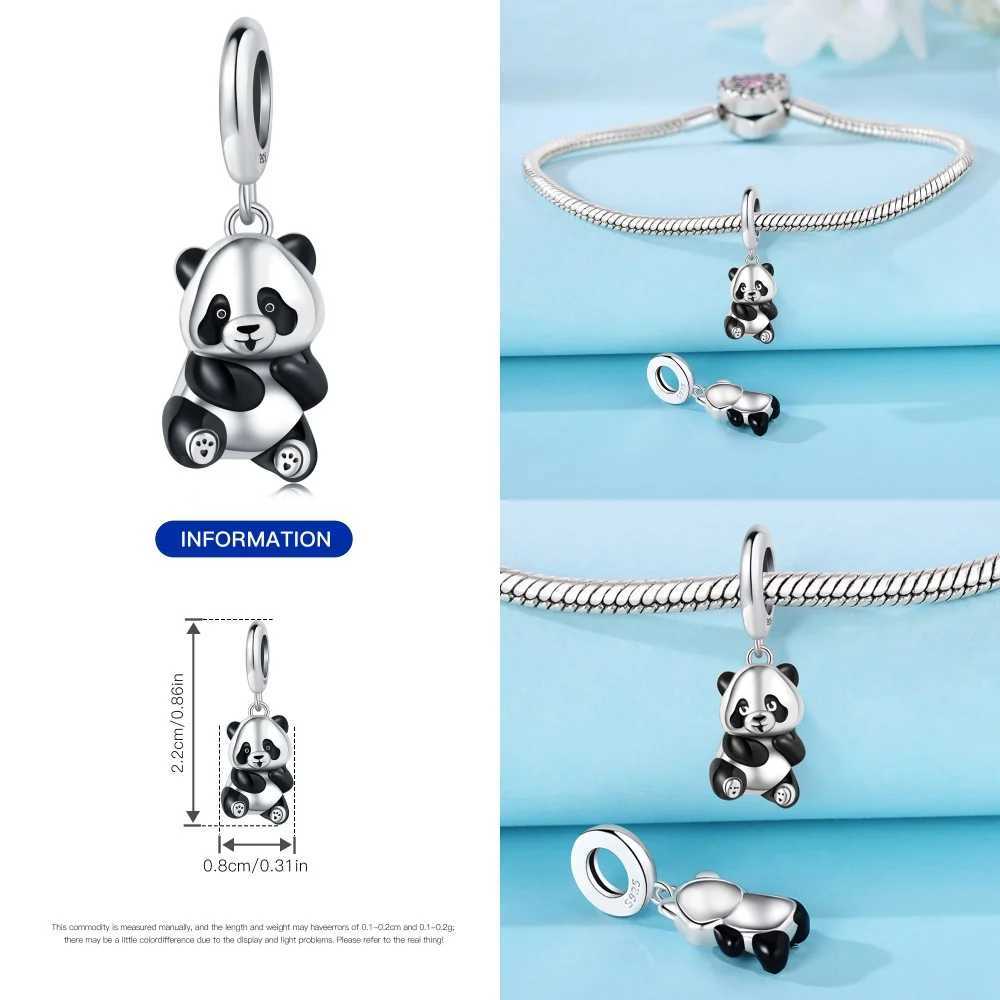 Cute Panda Penguin Charm 925 Sterling Silver Fun Bamboo Pandas Charms Bead Pendant For Women DIY Bracelets Fine Jewelry Gifts XJ250607