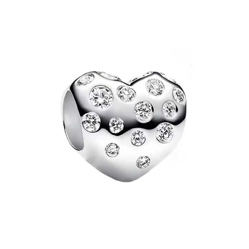 New 925 Silver White Shiny Zircon Series round Beads Charm Women Jewelry Gift Fit Original Bracelet DIY Accessories Pendant XJ250607