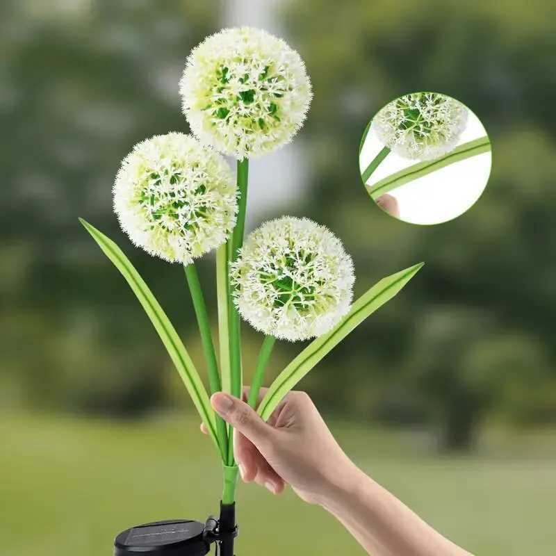 Solar 3-Head Dandelion LED Lawn Lights 2 Modes Decoration Lights Ideal Outdoor Landscape Lights for Garden Yards Lawns Walkways W250607