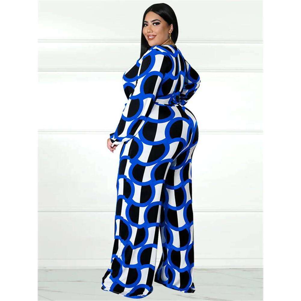 Wmstar Plus Size Women Jumpsuit Fall Clothes One Piece Outfits Print Casual Wide Leg Bodysuit New Wholesale Dropshipping