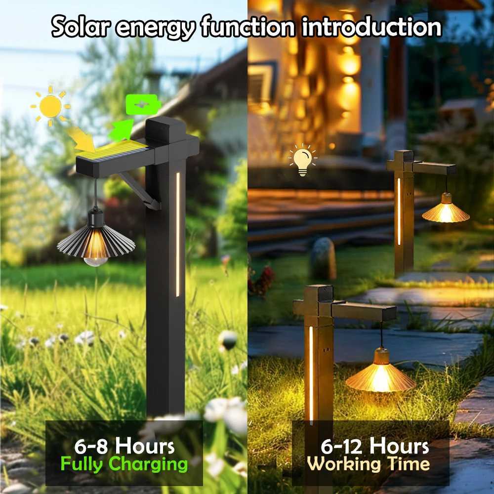 Solar Lamp Post Light Solar Pathway Light Outdoor Vintage Solar Powered Landscape Lighting Waterproof Driveway Patio Garden LawnXJ250606