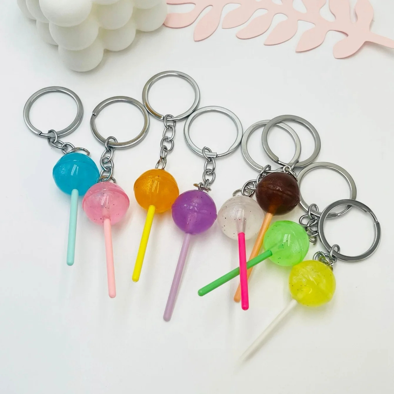 Lovely Resin Candy Lollipop Keychain Mini 3D Simulation Food Key Rings for Men Women Handbag Pendants DIY s Jewelry Gifts 250606