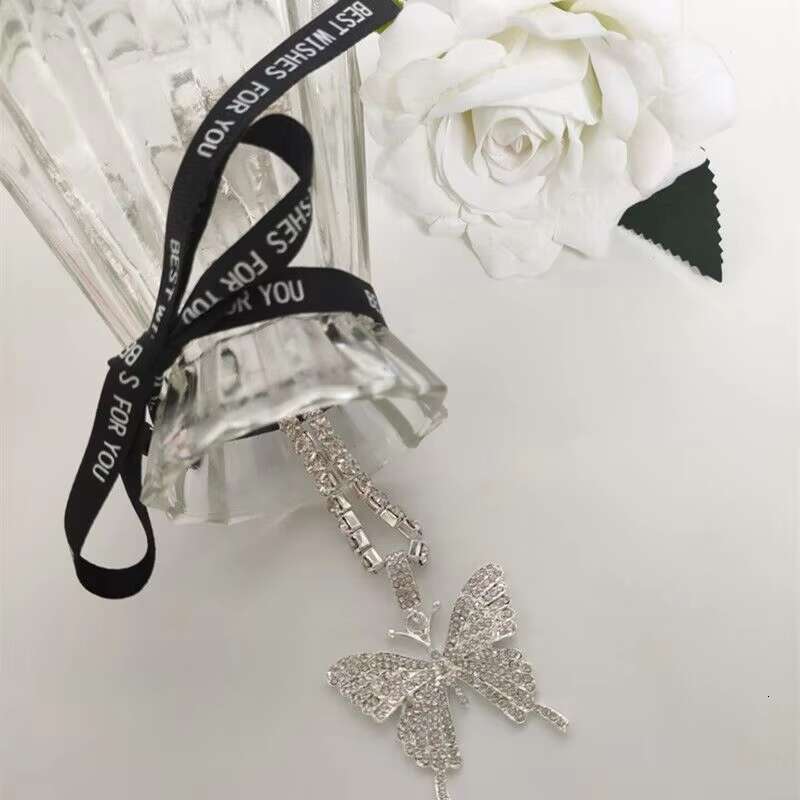 Shining Diamond Butterfly Pendant Necklace; Ladies Ice Type Jewelry; Moissanite Tennis Necklace; Butterfly Necklace.