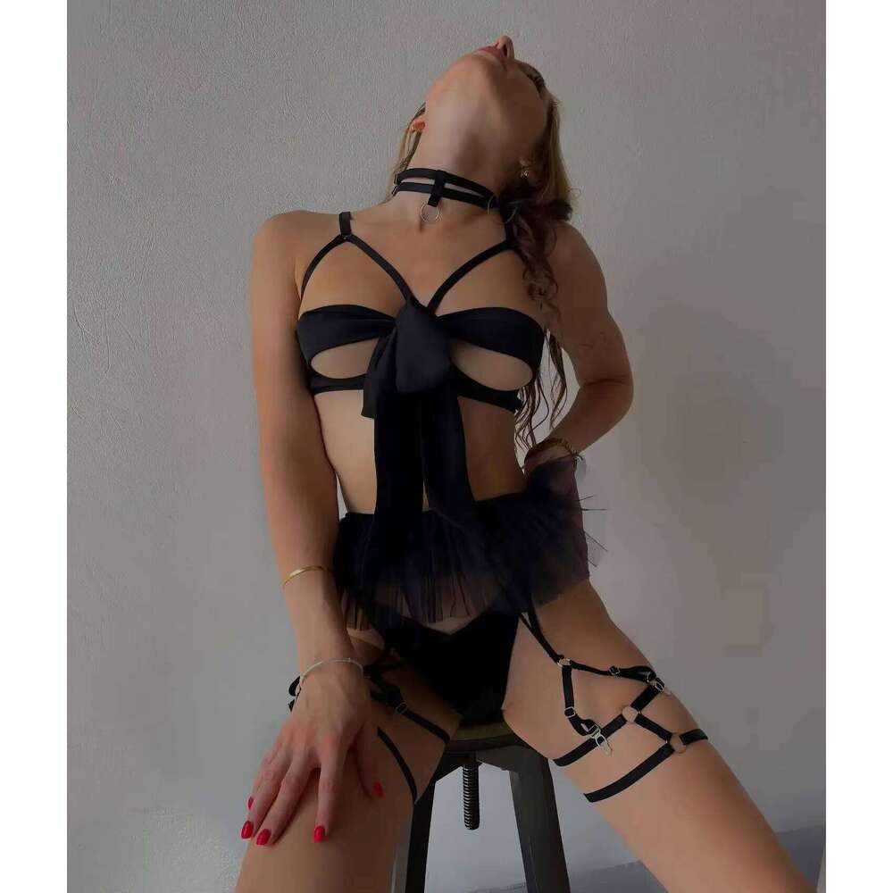 Lingerie Bowknot Open Bra Silk Ruffle Hot Sexy Erotic Underwear Valentine Intimate Outfits