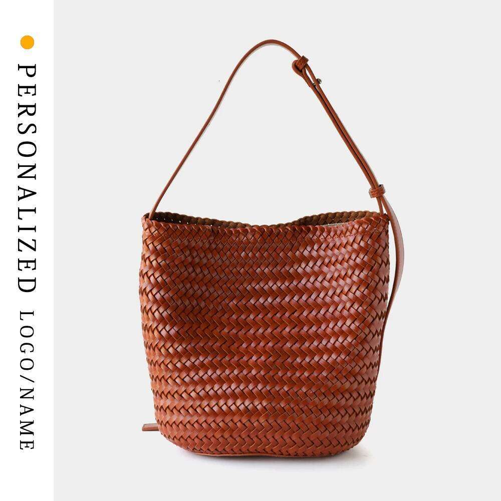 2025 New Hand-Woven Women's High-End Casual Bucket French Retro Commuter One-Shoulder Crossbody Bag PU Material