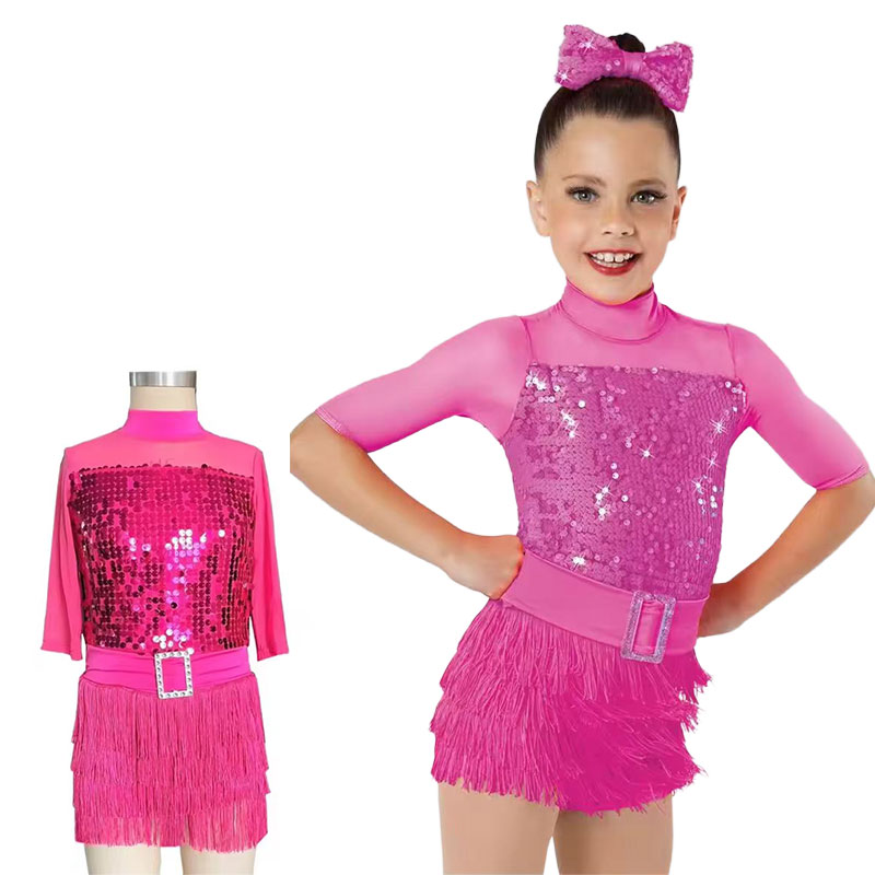 Wholesale Retail Custom Dance Ballet Training Wear Kids Girls Sequins Modern Jazz Wear